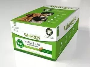 Лакомство Whimzees Veggie ear Bulk In Display Box Вегетарианское ухо для собак 18см 18шт в коробке (WHZ209ROW)