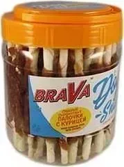 Лакомство BraVa Dog Snacks сушеные сыромятные палочки с курицей для собак 600 г (110703)