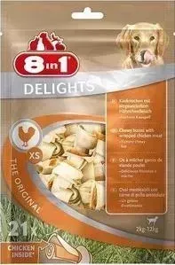 Лакомство 8in1 DELIGHTS XS Chicken косточки 7,5см сверхпрочные с курицей для собак мелких пород (21шт)