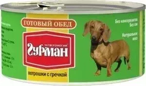 Консервы Четвероногий гурман Готовый обед потрошки с гречкой для собак 325г