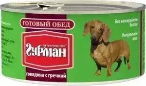 Консервы Четвероногий гурман Готовый обед говядина с гречкой для собак 325г