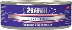 Консервы Четвероногий гурман Silver Line говядина с креветками для собак 100г