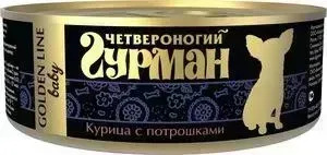 Консервы Четвероногий гурман Golden Line Baby курица с потрошками для щенков 100г