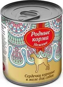 Корм Родные Корма Нежные сердечки куриные в желе для собак 240г
