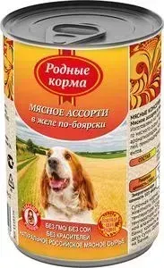 Корм Родные Корма Мясное ассорти в желе по-боярски для собак 410г
