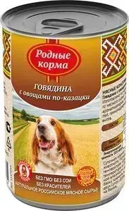 Корм Родные Корма Говядина с овощами по-казацки для собак 410г