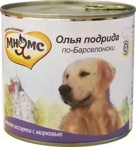 Консервы Мнямс Олья подрида по-Барселонски мясное ассорти с морковью для собак 600г