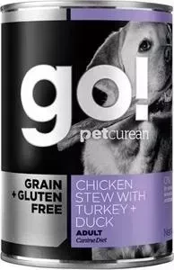Консервы GO! NATURAL Holistic Dog Grain+Gluten Free Chicken Stew with Turkey+Duck беззерновые с курицей индейкой уткой для собак 400г (48513): характе