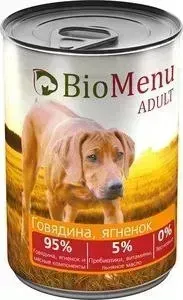 Консервы BioMenu Adult Говядина и ягненок 95&#037; говядина, ягненок и мясные компоненты для собак 410г