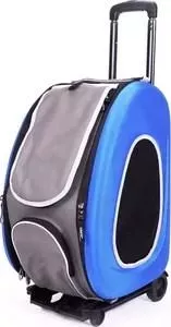 Сумка Ibiyaya -тележка складная синяя 3 в 1 (сумка, рюкзак, тележка) для собак до 8 кг (FC1008-B)