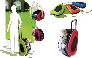 Фото №0 Сумка Ibiyaya -тележка складная лайм 3 в 1 (сумка, рюкзак, тележка) для собак до 8 кг (FC1008-G)