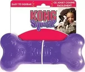 Игрушка KONG Squeezz Bone Medium "Косточка" средняя 15см резиновая с пищалкой для собак