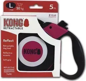 Рулетка KONG Reflect L лента 5м фуксия для собак до 50кг