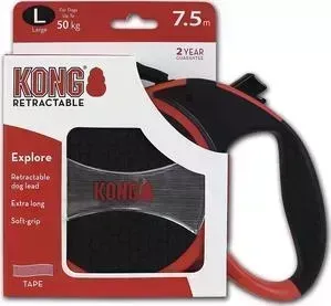 Рулетка KONG Explore L лента 7,5м красная для собак до 50кг