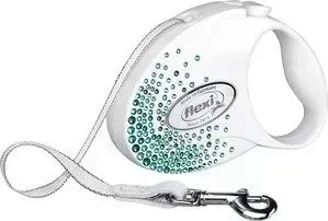 Рулетка Flexi Glam Splash Ocean М лента 5м белая с голубыми кристаллами для собак до 25кг