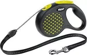 Рулетка Flexi Design S трос 5м черный/желтый горошек для собак до 12кг