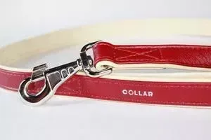 Поводок CoLLaR Brilliance кожаный двойной 122см*25мм красный для собак (38903)