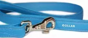 Поводок CoLLaR Brilliance из лаковой кожи двойной 122см*13мм синий для собак (31202)