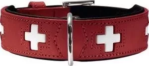 Ошейник Hunter Collar Swiss 32 (24-28см) кожа красный/черный для собак