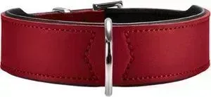 Ошейник Hunter Collar Basic 55 nickel (41-49см) кожа красный/черный для собак