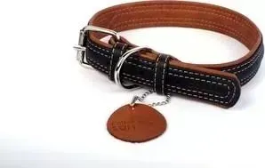 Ошейник CoLLaR SOFT кожаный двойной ширина 25мм длина 38-49см черный верх, коричневый низ для собак (7202)