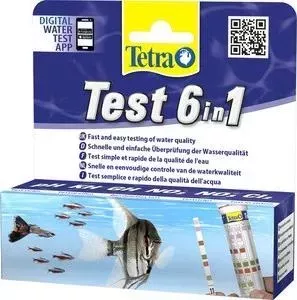 Тест Tetra Test 6 в 1 GH/KH/NO2/NO3/pH/Cl полоски для пресной воды 25 шт.