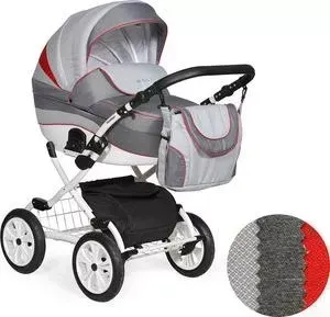 Коляска 2 в 1 Indigo 2 в 1 INDIGO 18 Plus 12" 43 (св.серый+т.серый+красный)
