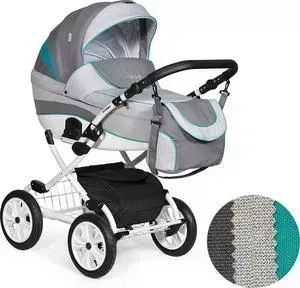 Коляска 2 в 1 Indigo 2 в 1 INDIGO 18 Plus 12" 42 (т.серый+св.серый+зеленый)