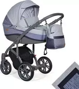 Коляска 2 в 1 Indigo 2 в 1 CAIMAN Active Cm 03 (серый+т.синий джинс+т.синяя кожа)