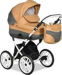 Коляска 2 в 1 Indigo 2 в 1 CARMEN 17 S Classic 14" Sc 37 (серый+рыжая кожа)