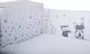 Борт BAMBOLA в кроватку BamBola лесные друзья бязь40*60- 2части 40*120 -2части голубой 151