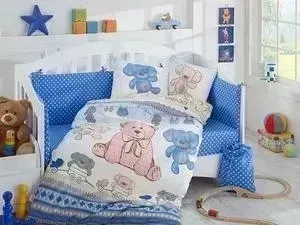 Комплект детского постельного белья Hobby home collection с одеялом поплин TOMBIK, голубое, 100% Хлопок