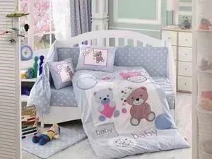 Комплект детского постельного белья Hobby home collection с одеялом поплин PONPON, голубое, 100% Хлопок