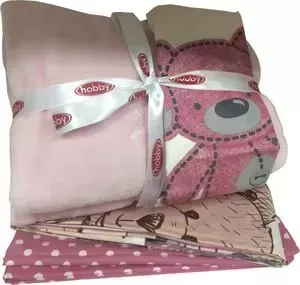 Комплект детского постельного белья Hobby home collection поплин с покрывалом TOMBIK, розовый, 100% Хлопок, Покрывало - 100%Полиэстер