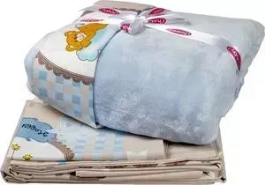 Комплект детского постельного белья Hobby home collection поплин с покрывалом BAMBAM, голубое, 100% Хлопок, Покрывало - 100% Полиэстер