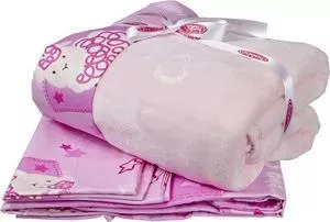 Комплект детского постельного белья Hobby home collection поплин с покрывалом LITTLE SHEEP, розовый, 100% Хлопок, Покрывало - 100% Полиэстер