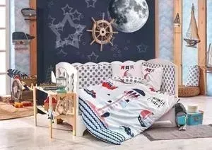Комплект детского постельного белья Hobby home collection поплин BABY SAILOR, синий, 100% Хлопок