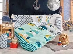 Комплект детского постельного белья Hobby home collection поплин BABY SAILOR, минт, 100% Хлопок