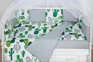 Комплект в кроватку AmaroBaby в WB Premium 19 предметов (7+12 бортиков) КАКТУСЫ