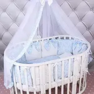 Комплект в кроватку AmaroBaby в Premium 18 предметов (6+12 бортиков) ЭЛИТ (бязь, голубой)