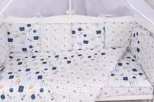 Комплект в кроватку AmaroBaby в WB Premium 18 предметов (6+12 бортиков) КОСМОС (белый)