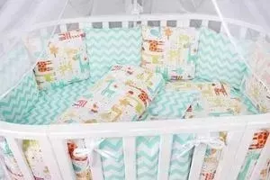 Комплект в кроватку AmaroBaby в Premium 19 предметов (7+12 бортиков) ЖИРАФИКИ (бирюз/оранж)