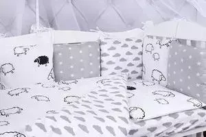 Комплект в кроватку AmaroBaby в 15 предметов (3+12 подушек-бортиков) GOOD NIGHT (поплин/бязь)