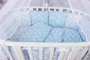 Комплект в кроватку AmaroBaby в 19 предметов (7+12 подушек-бортиков) ВОЗДУШНЫЙ (голубой,бязь)