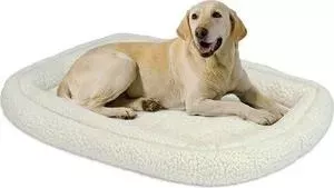Лежанка Midwest Quiet Time Deluxe Fleece Double Bolster Bed 24" флисовая с двойным бортом 58х45 см белая для кошек и собак
