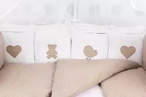 Комплект в кроватку AmaroBaby в 18 предметов (6+12 бортиков) КРОХА Premium (кофе)