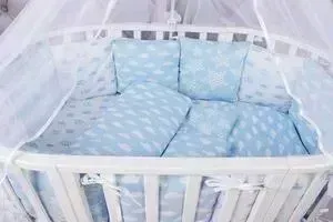 Комплект в кроватку AmaroBaby в 15 предметов (3+12 подушек-бортиков) ВОЗДУШНЫЙ (бязь, голубой)