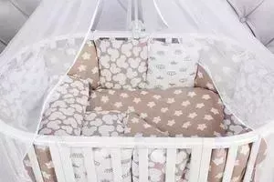 Комплект в кроватку AmaroBaby в 19 предметов (7+12 подушек-бортиков) SOFT (коричневый, бязь)