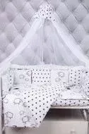 Комплект в кроватку AmaroBaby в 19 предметов (7+12 подушек-бортиков) HOME ELITE (черн/бел.,поплин/бязь)