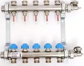 Коллекторная группа Uni-Fitt Н 1"х3/4" 5 выходов с расходомерами и термостатическими вентилями (455W4305)